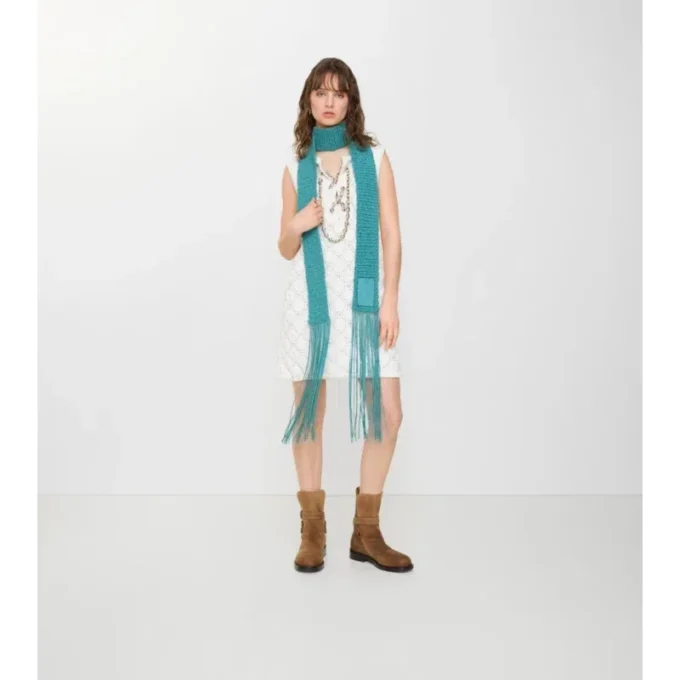 Skinny Crochet Leather Scarf