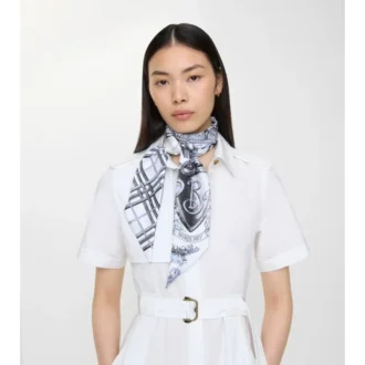 Skinny Reversible Etched Knight Silk Scarf