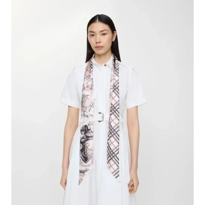 Skinny Reversible Etched Knight Silk Scarf