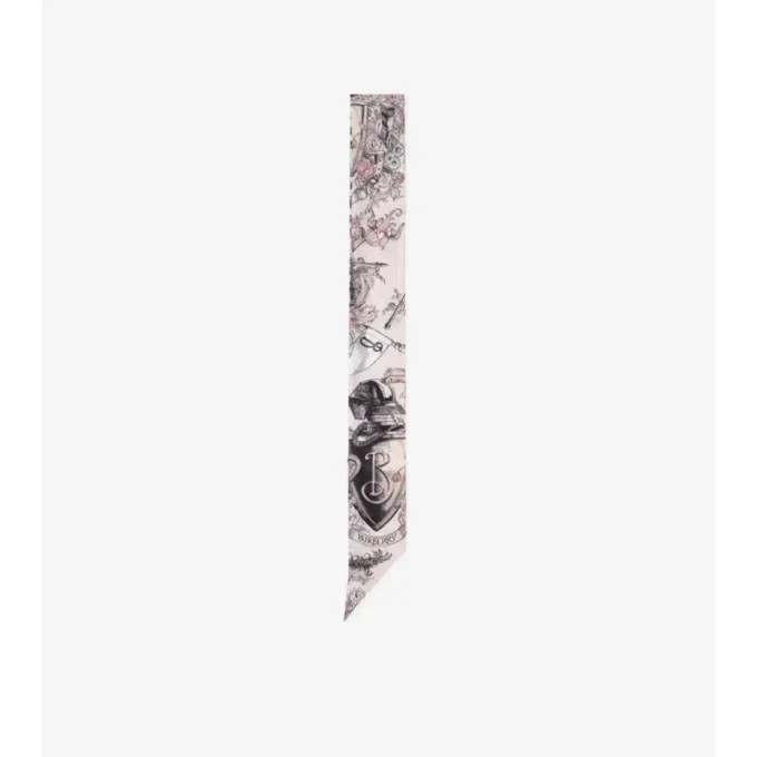 Skinny Reversible Etched Knight Silk Scarf