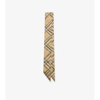 Skinny Watercolour Check Silk Scarf