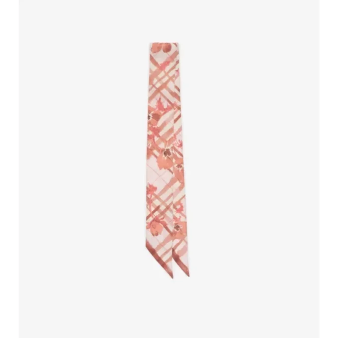 Skinny Watercolour Check Silk Scarf