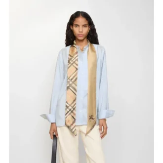 Skinny Watercolour Check Silk Scarf
