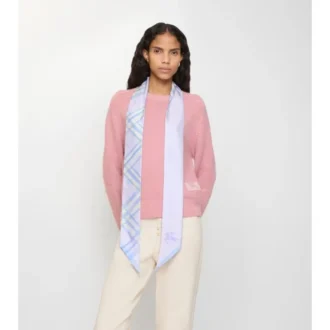 Skinny Watercolour Check Silk Scarf