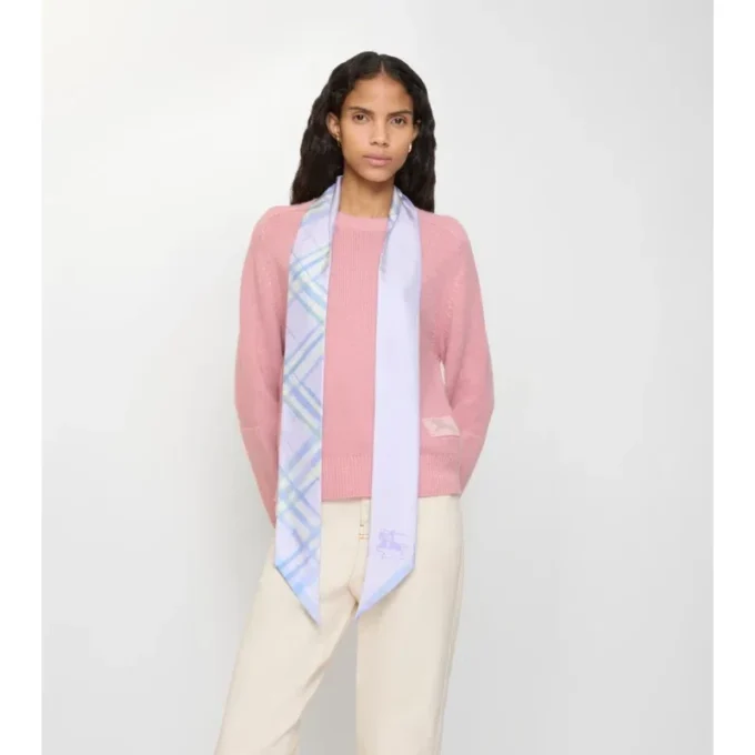Skinny Watercolour Check Silk Scarf