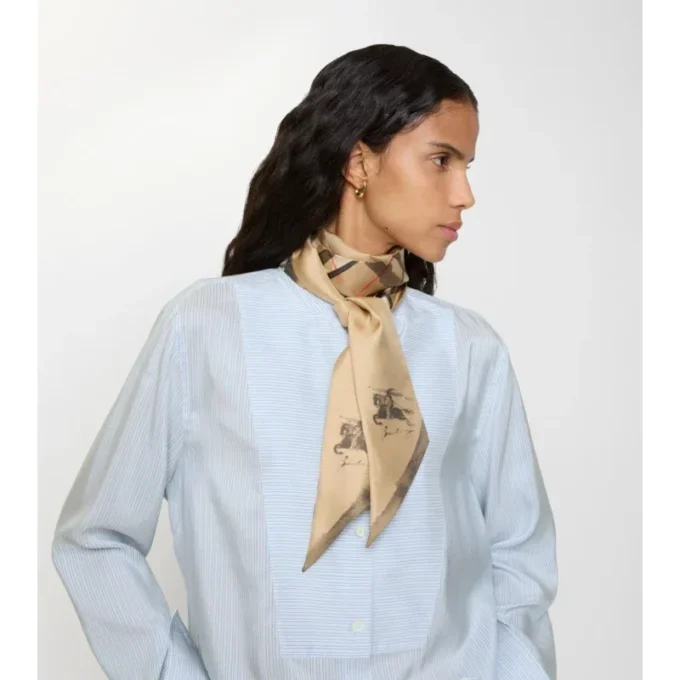 Skinny Watercolour Check Silk Scarf