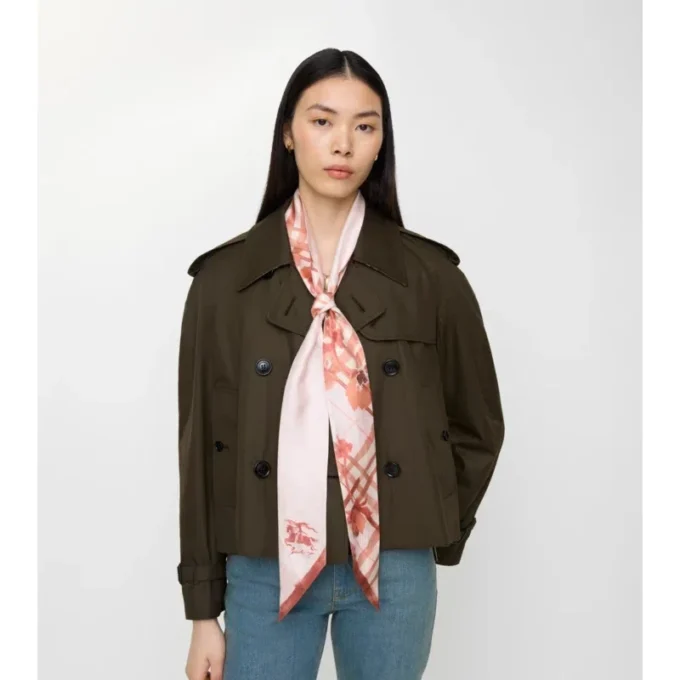 Skinny Watercolour Check Silk Scarf