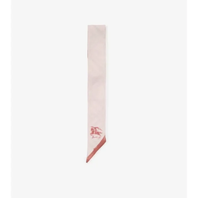 Skinny Watercolour Check Silk Scarf