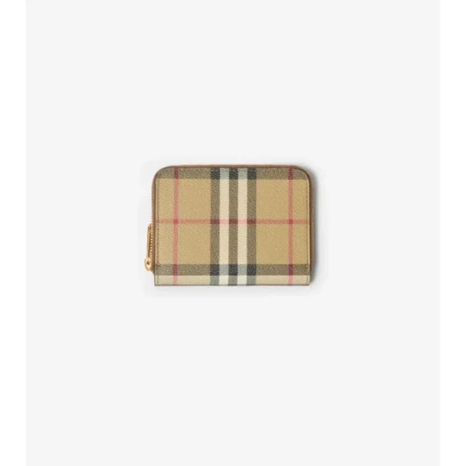 Small Check Zip Wallet