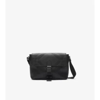 Small Embossed Check Buckled Messenger Bag 