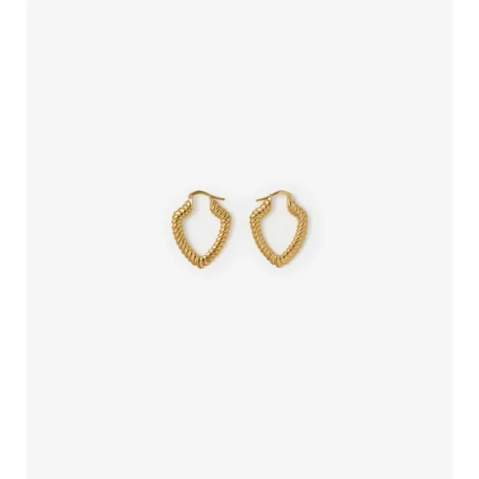 Small Shield Twisted Hoop Earrings 