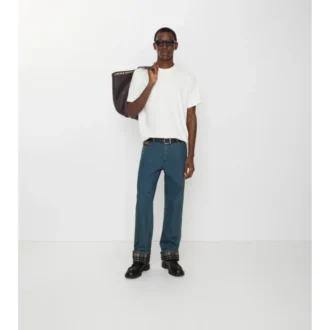Straight Check Turn-Up Jeans