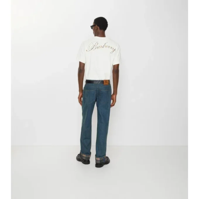 Straight Check Turn-Up Jeans