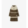 Striped Wool Cotton Blend Duffle Coat