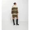 Striped Wool Cotton Blend Duffle Coat
