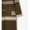 Striped Wool Cotton Blend Duffle Coat