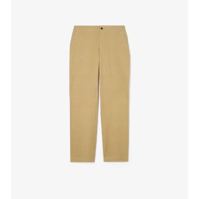 Textured Check Cotton Trousers
