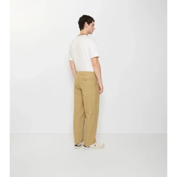 Textured Check Cotton Trousers
