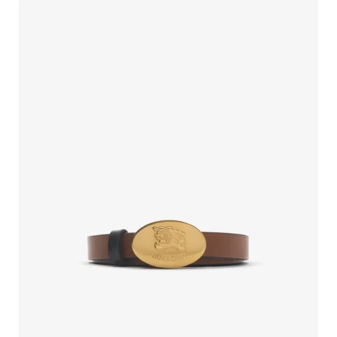 Thin Reversible Leather Oval Knight Stamp Belt 