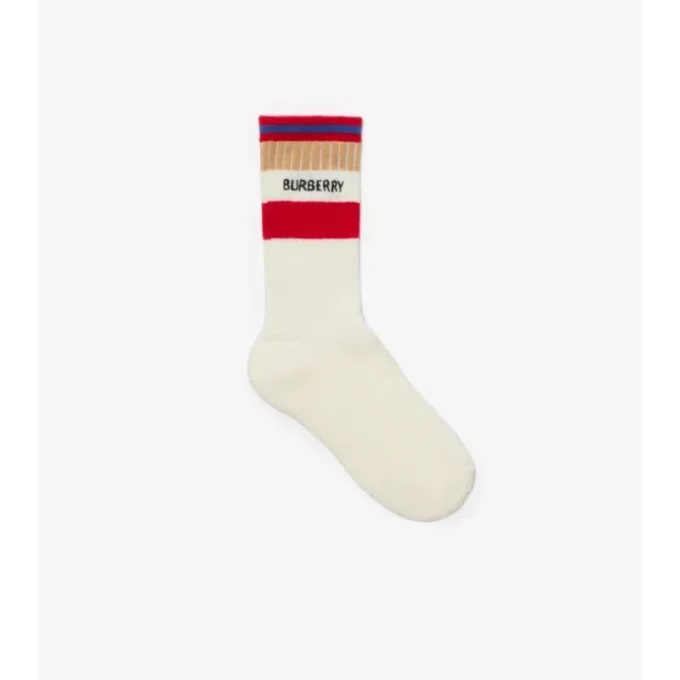 Two-Piece Logo Stripe Cotton Blend Socks Set