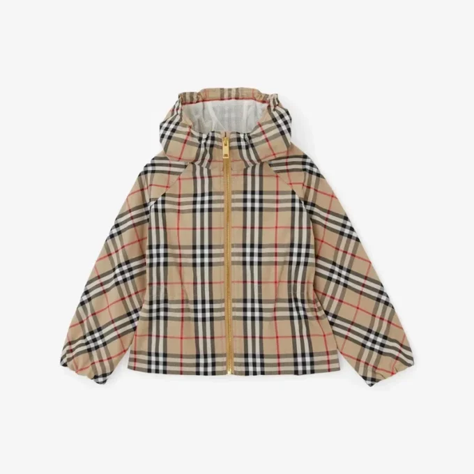 Vintage Check Cotton Hooded Jacket