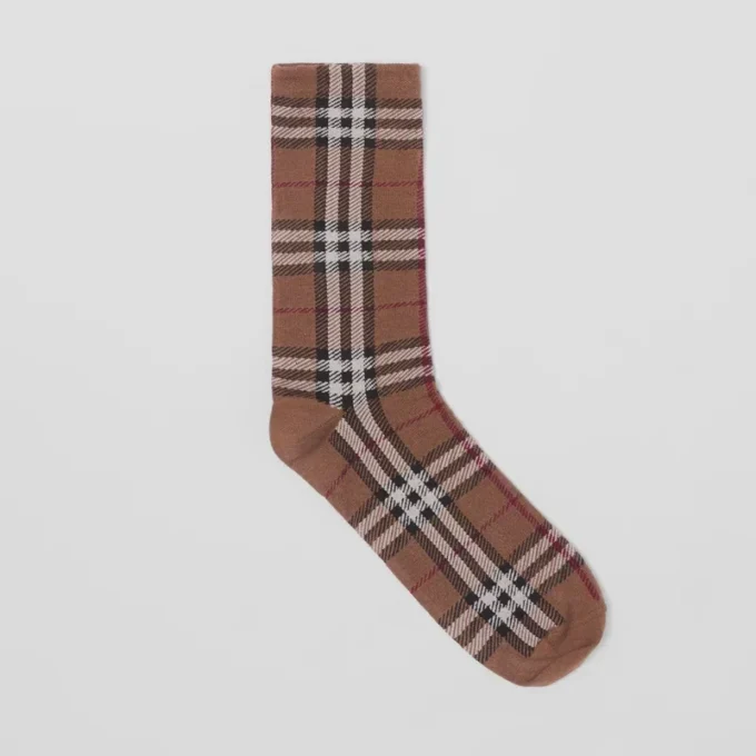 Vintage Check Intarsia Cotton Cashmere Blend Socks