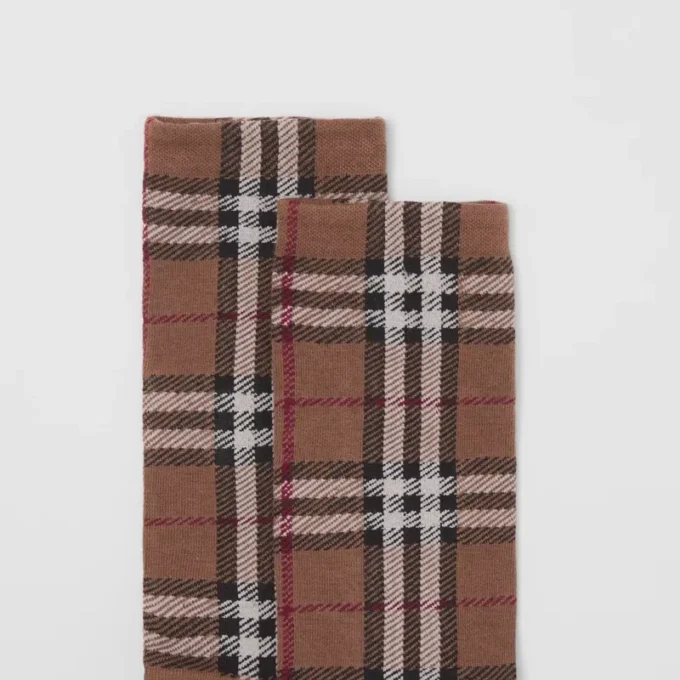 Vintage Check Intarsia Cotton Cashmere Blend Socks
