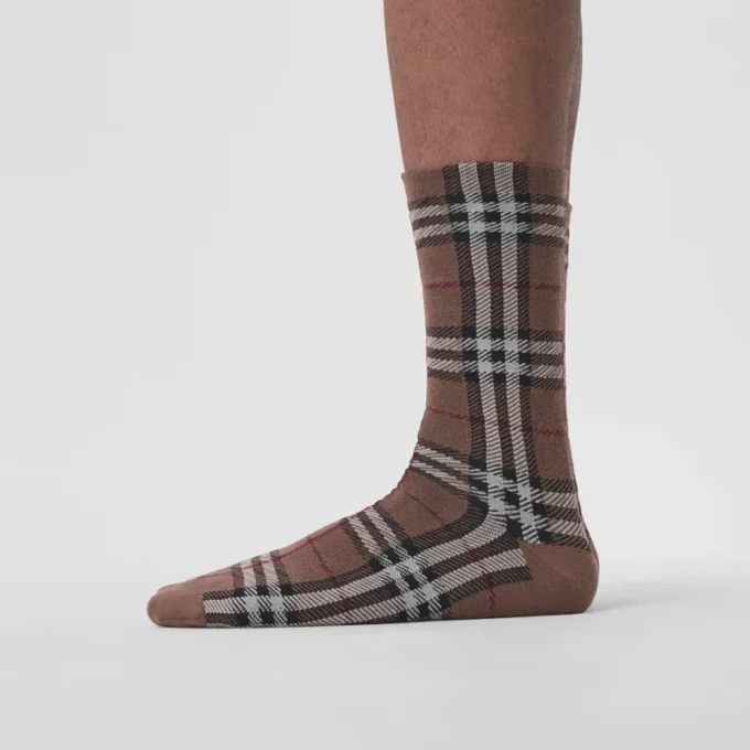 Vintage Check Intarsia Cotton Cashmere Blend Socks