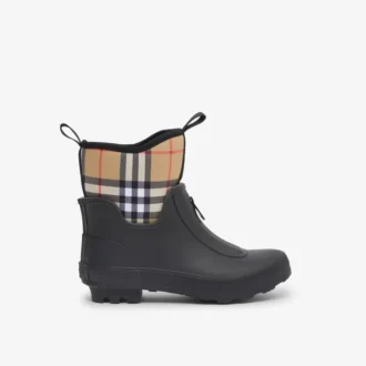 Vintage Check Neoprene and Rubber Rain Boots