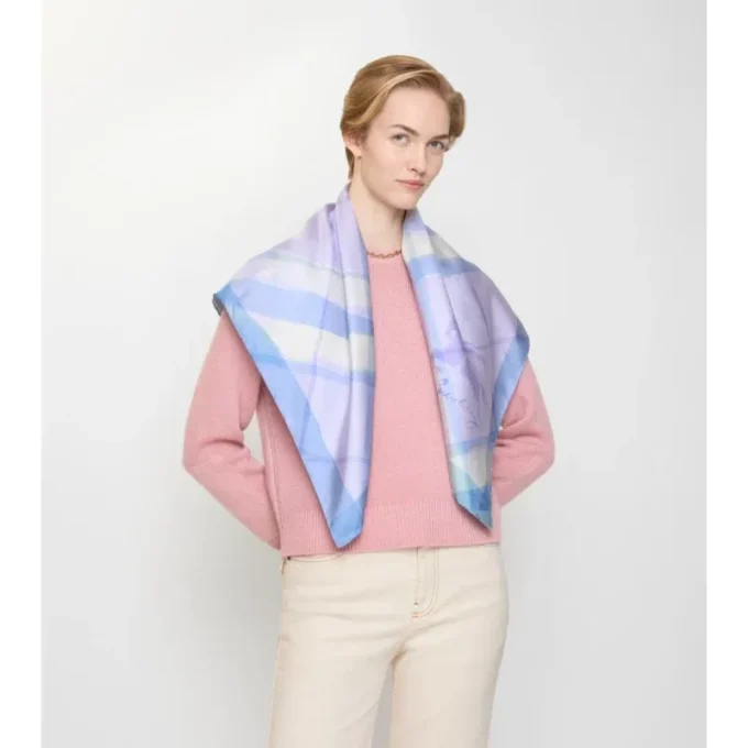 Watercolour Check Silk Scarf