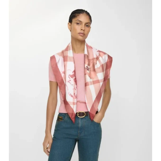 Watercolour Check Silk Scarf