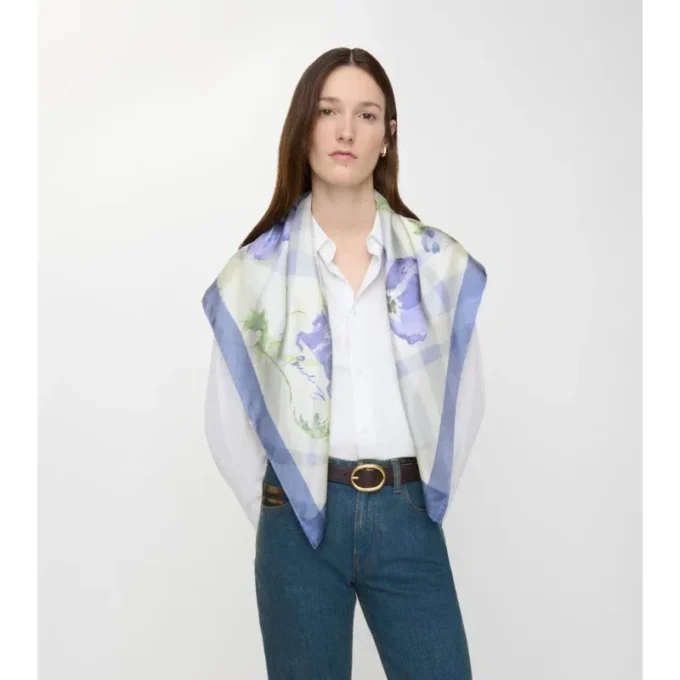 Watercolour Check Silk Scarf