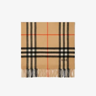 Wide Check Cashmere Scarf