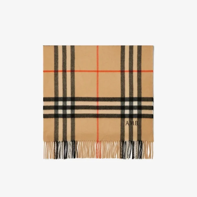 Wide Check Cashmere Scarf