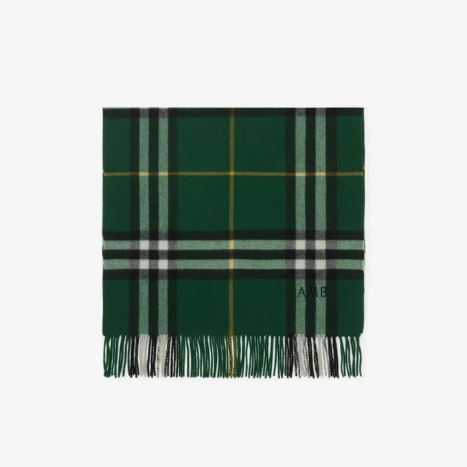 Wide Check Cashmere Scarf