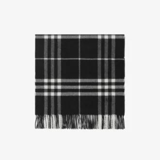 Wide Check Cashmere Scarf