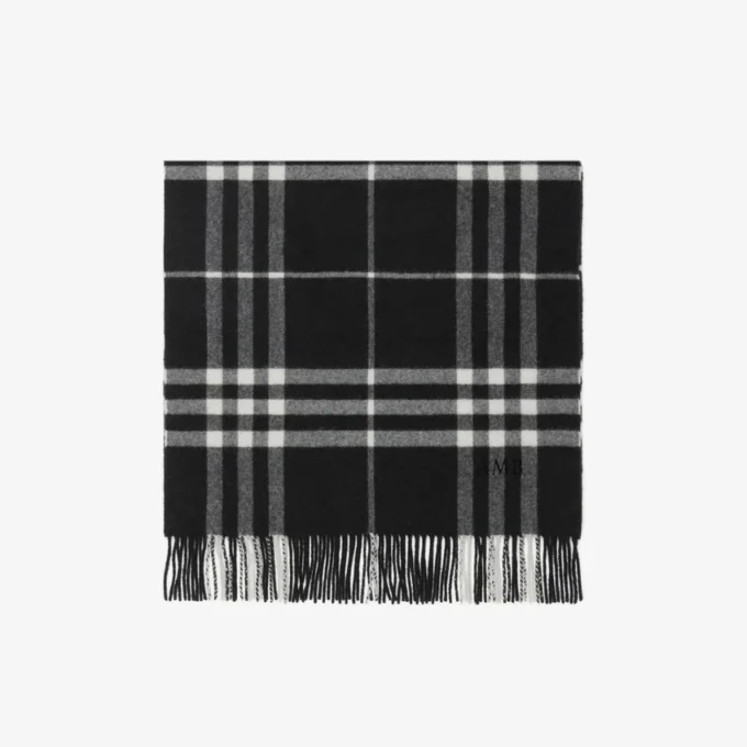 Wide Check Cashmere Scarf