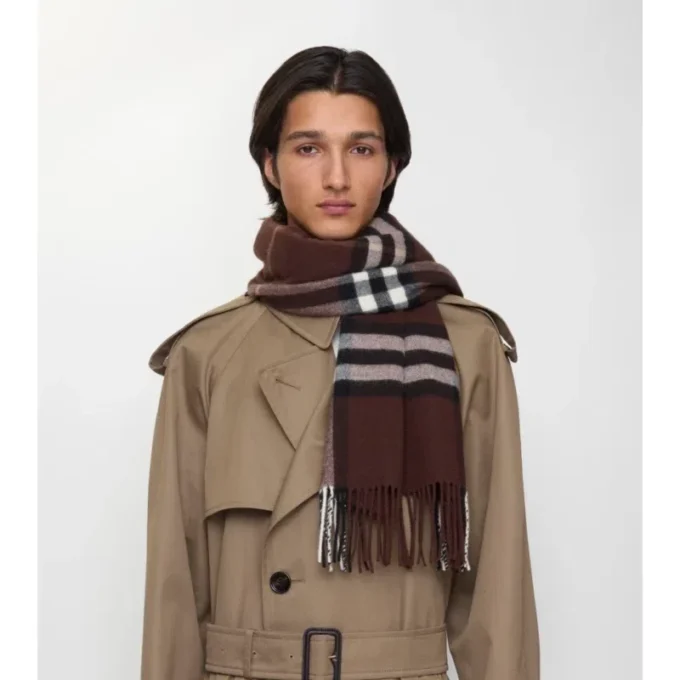 Wide Check Cashmere Scarf