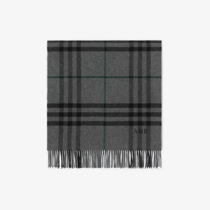 Wide Check Cashmere Scarf