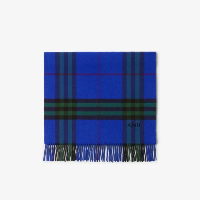Wide Check Cashmere Scarf