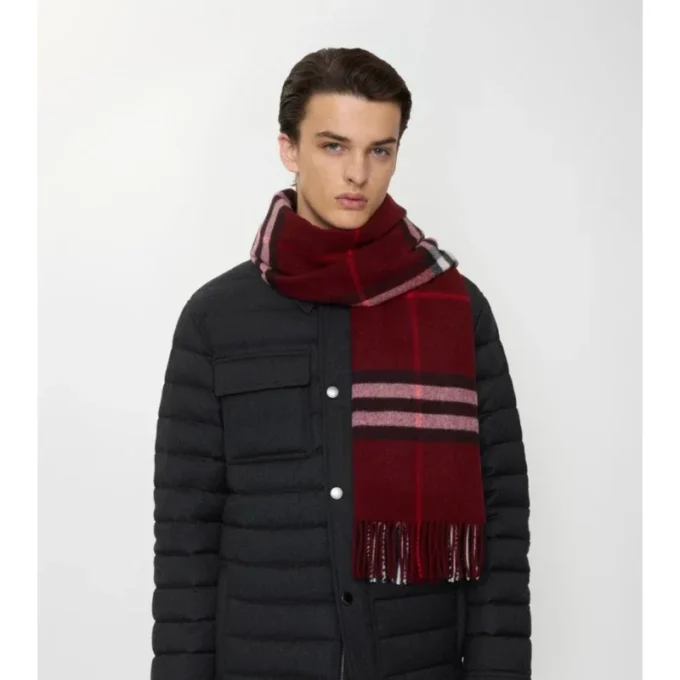 Wide Check Cashmere Scarf