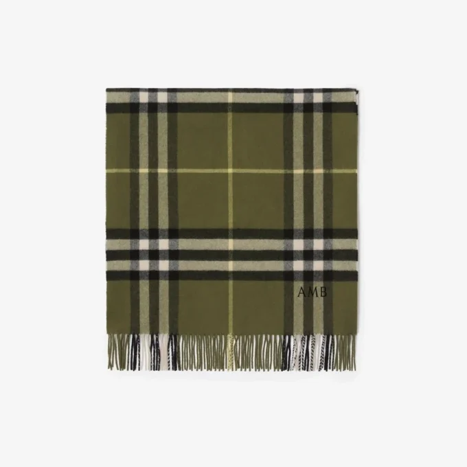 Wide Check Cashmere Scarf