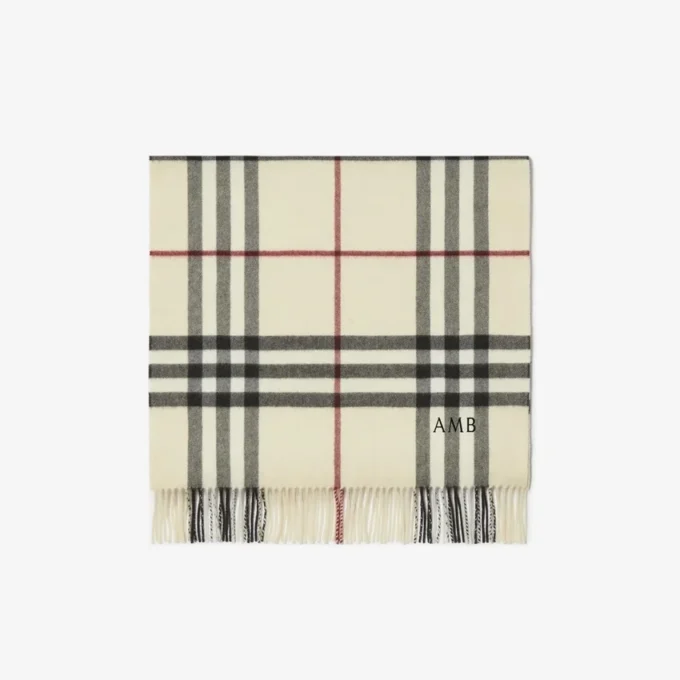 Wide Check Cashmere Scarf