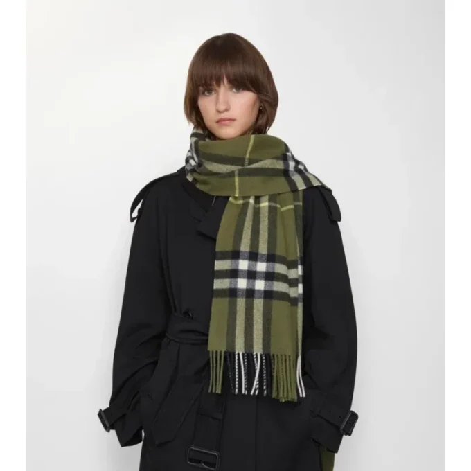 Wide Check Cashmere Scarf