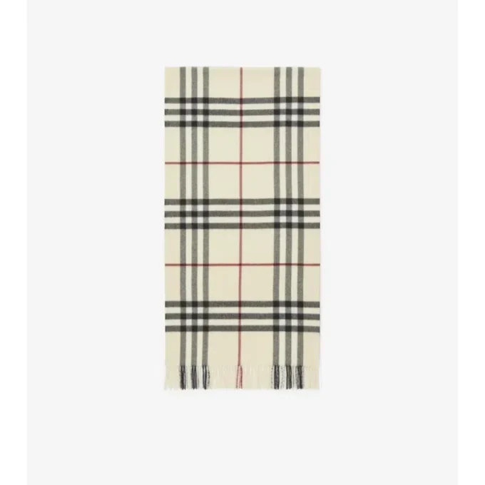 Wide Check Cashmere Scarf
