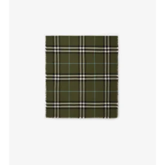 Wide Check Wool Scarf