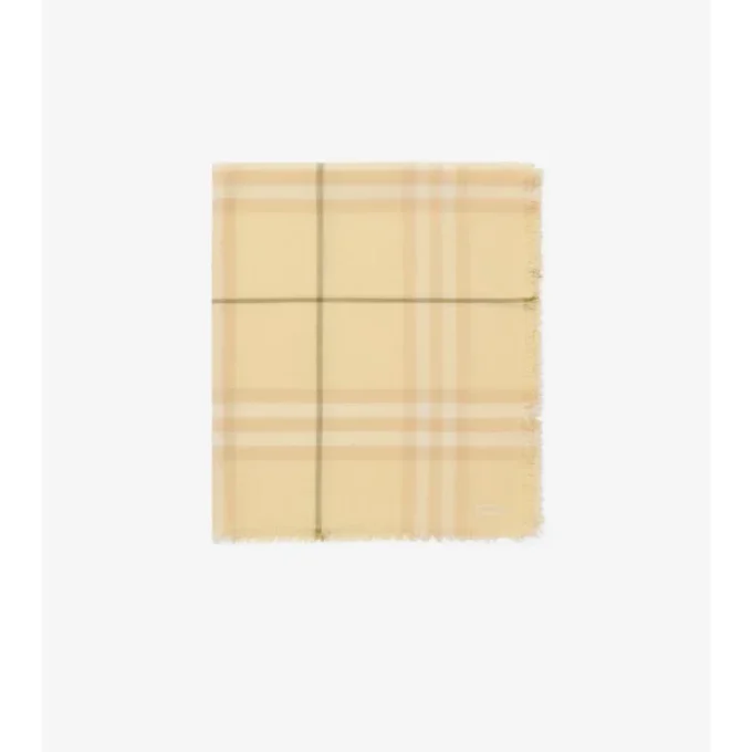 Wide Check Wool Scarf