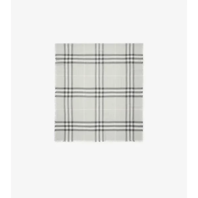 Wide Check Wool Scarf