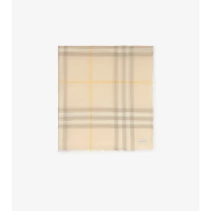 Wide Check Wool Scarf