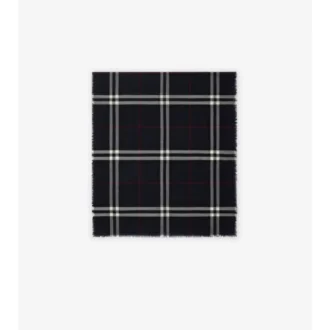 Wide Check Wool Scarf